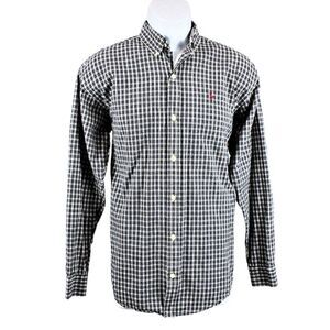 Ralph Lauren Casual Long-Sleeve Button-Front Collared Blue Plaid Shirt, Men's XL